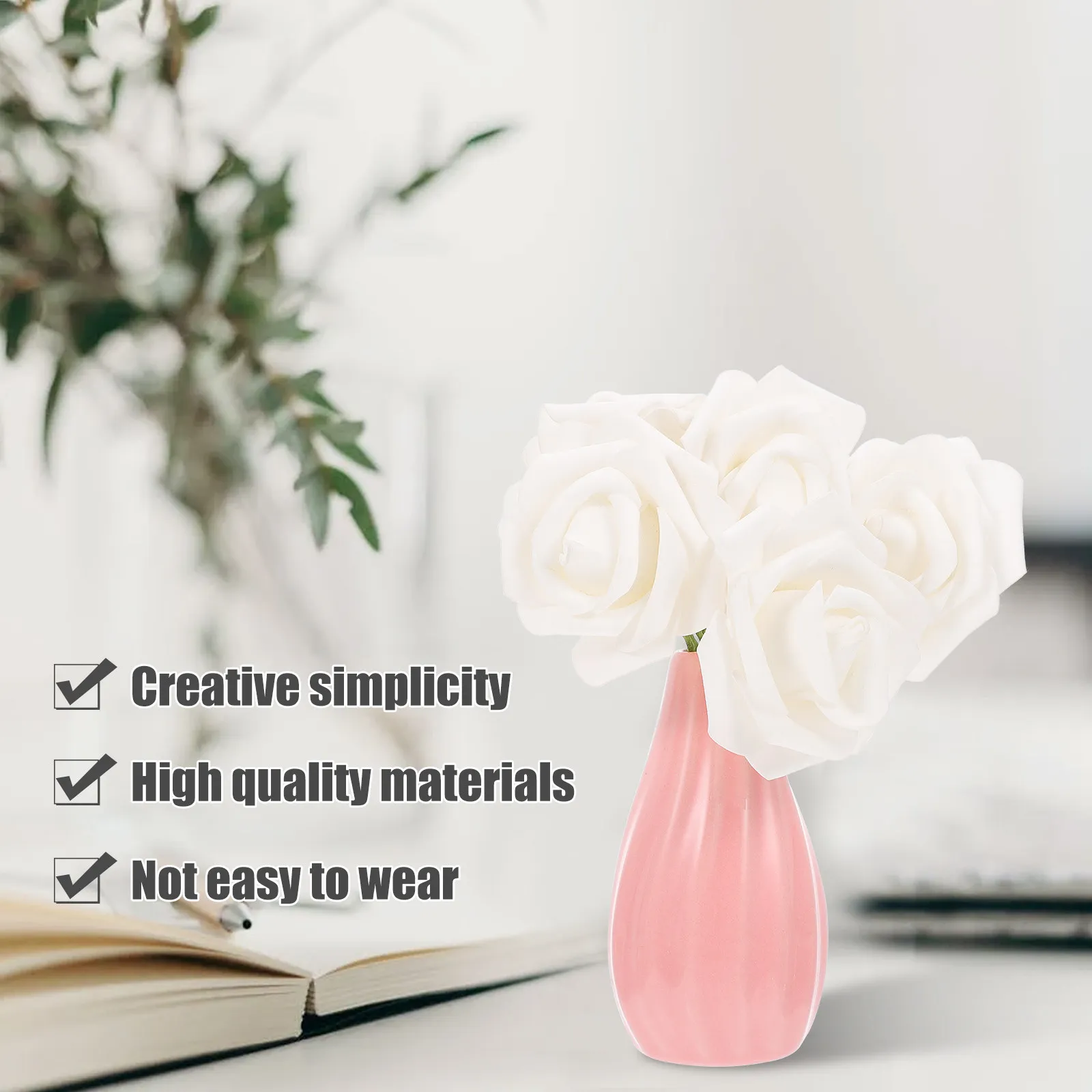 3Pcs Small Ceramic Vase Collection Simple Elegant Flower Container for Tulips Roses Freesia Branches Tabletop Decor