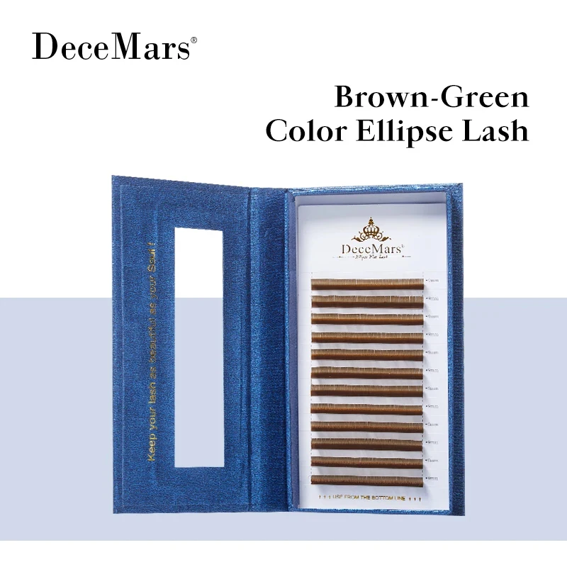 Extension de cils plats Ellipse de couleur vert-marron DeceMars