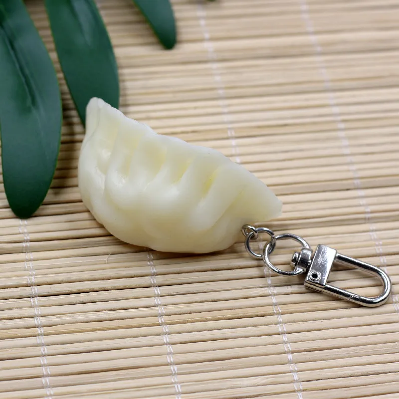 Funny Simulation Food Dumplings Keychain Car Key Chain Pvc Key Pendant Backpack Pendant Jewelry Gifts Keyring