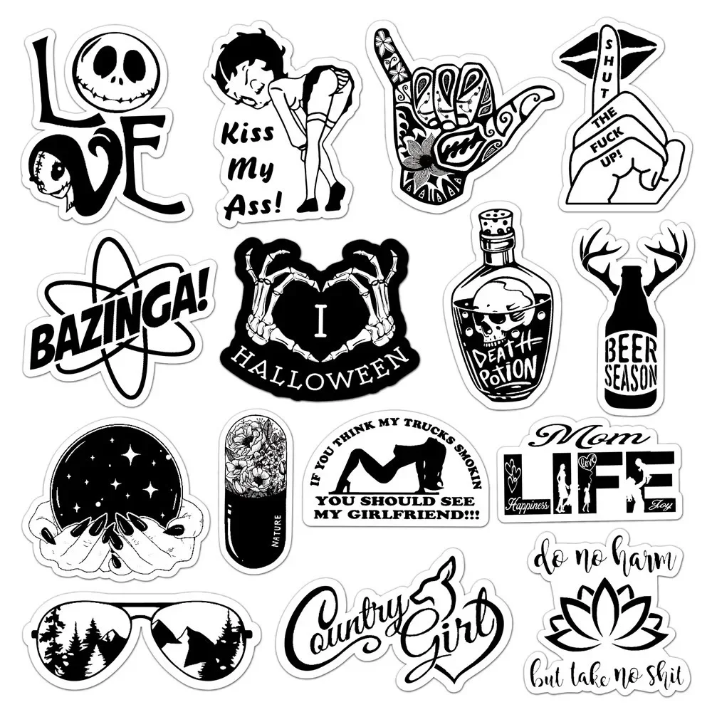 10/25/50pcs Black Punk Stickers Graffiti for DIY Travel Luggage Helmet Phone Laptop Guitar Skateboard Water Bottle Car