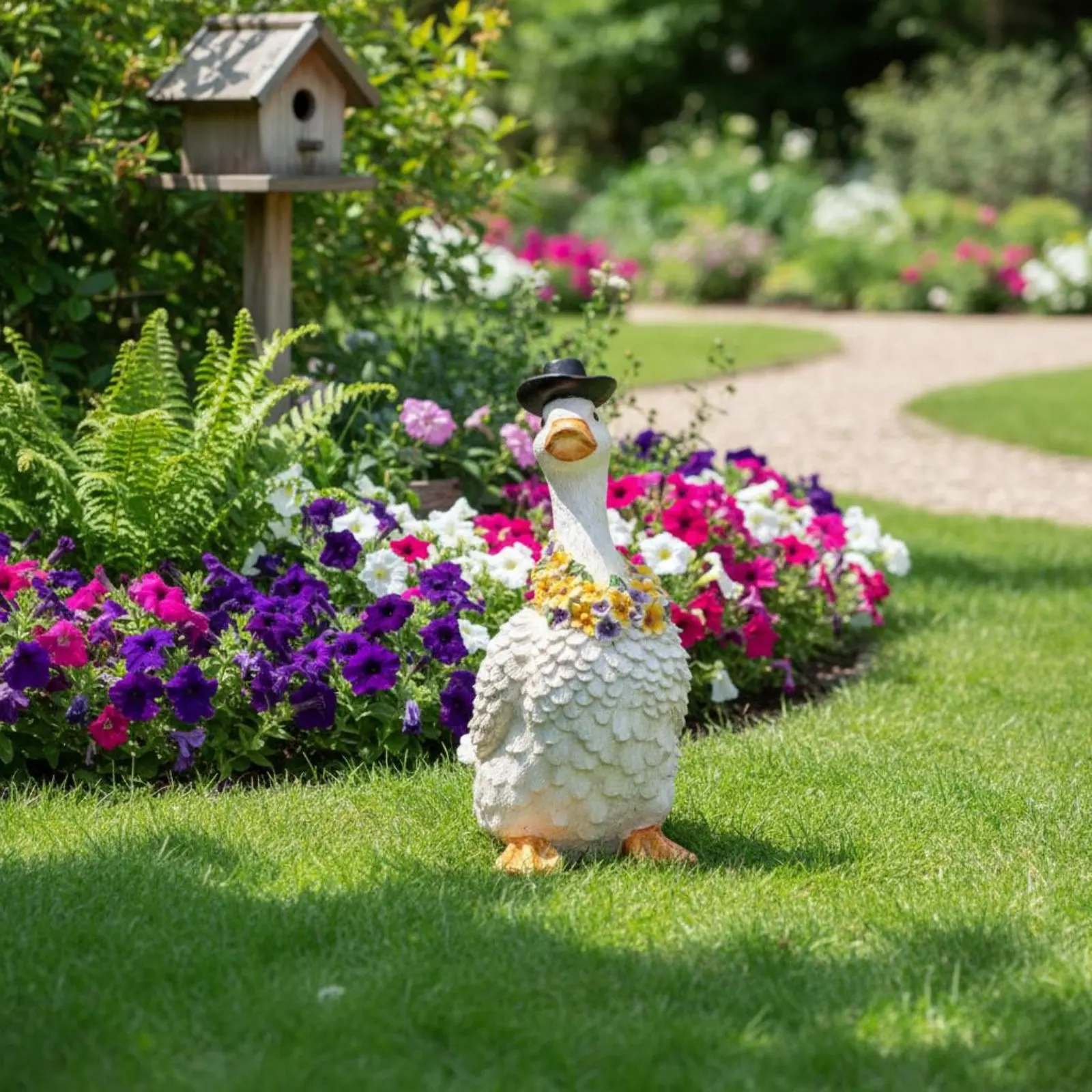 Solar Waterfowl Lamp Realistic Creature Design Waterfowl Lawn Decoration Garden Statue Pastoral Design Outdoor Decoration