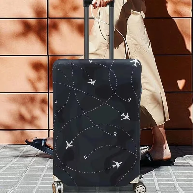 

Durable Black Airplane Pattern Luggage Case for 18-32in Case, Essential Travel Accessories, Travel Luggage Case Protector
