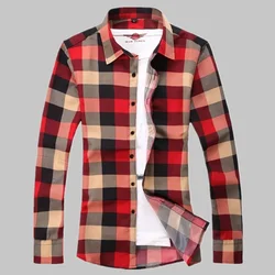 2024 Spring Mens Blouse Blue Gradient Striped Men Dress Shirt Tops Casual Business Plaid Print Long Sleeves