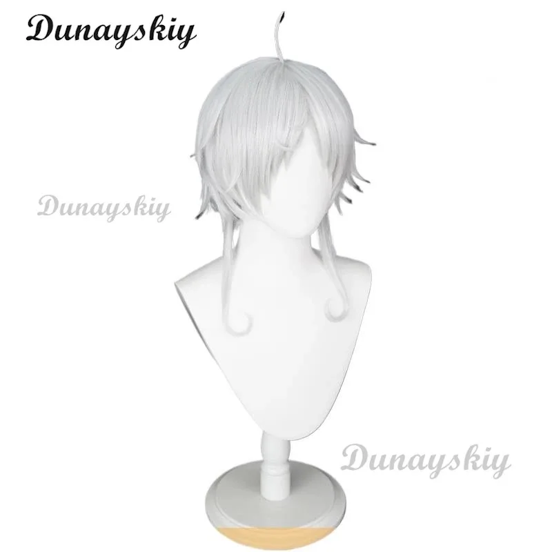 Peluca de Cosplay de Anime Mushoku Sylphiette Tensei 2, pelo corto gris, compatible con gafas, orejas, pelo de fibra resistente al calor + gorro de peluca para Halloween