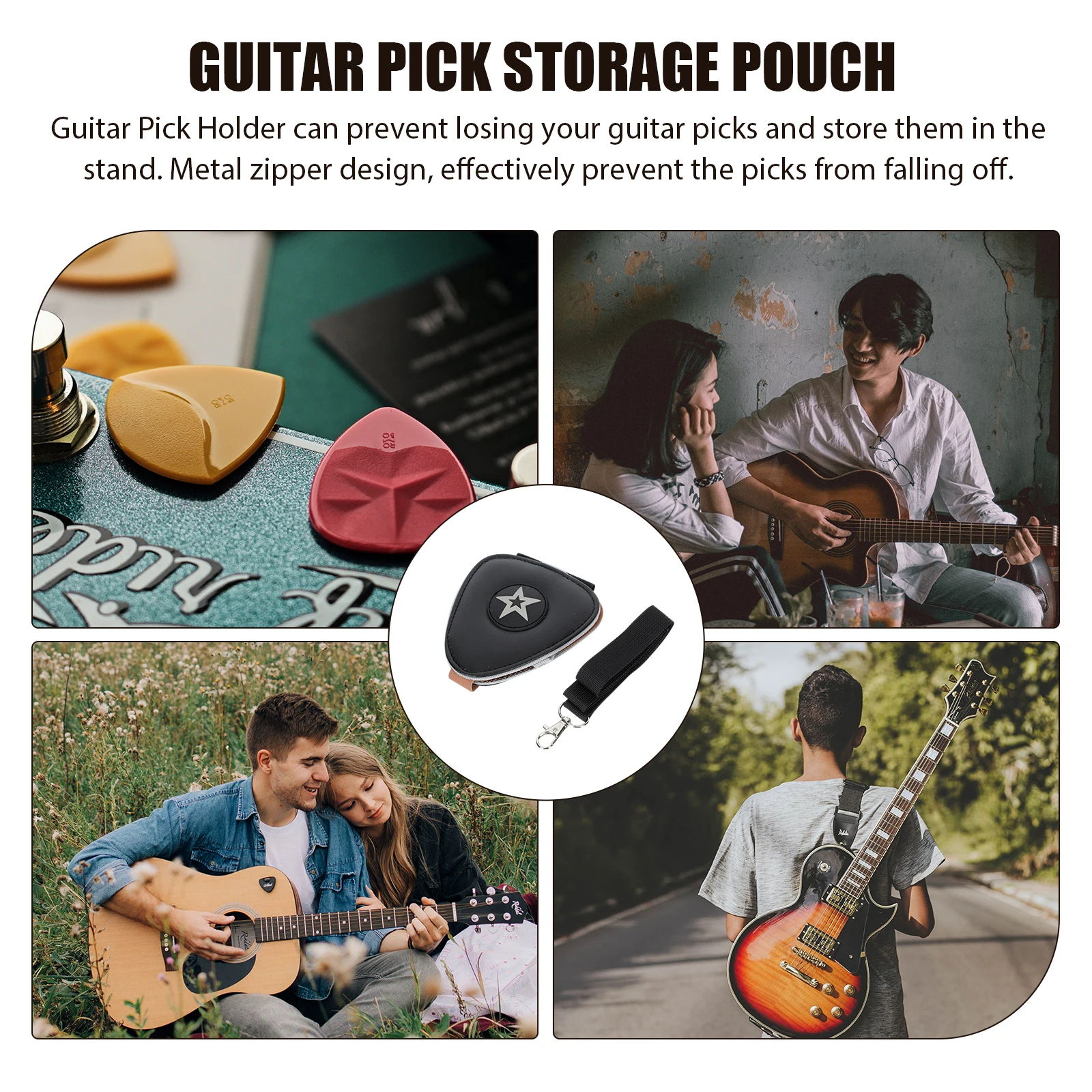 

Guitar Pick Storage Pouch Plectrum Bag Protective Against Scratch and Bump Easy Access Buckle Design Gift