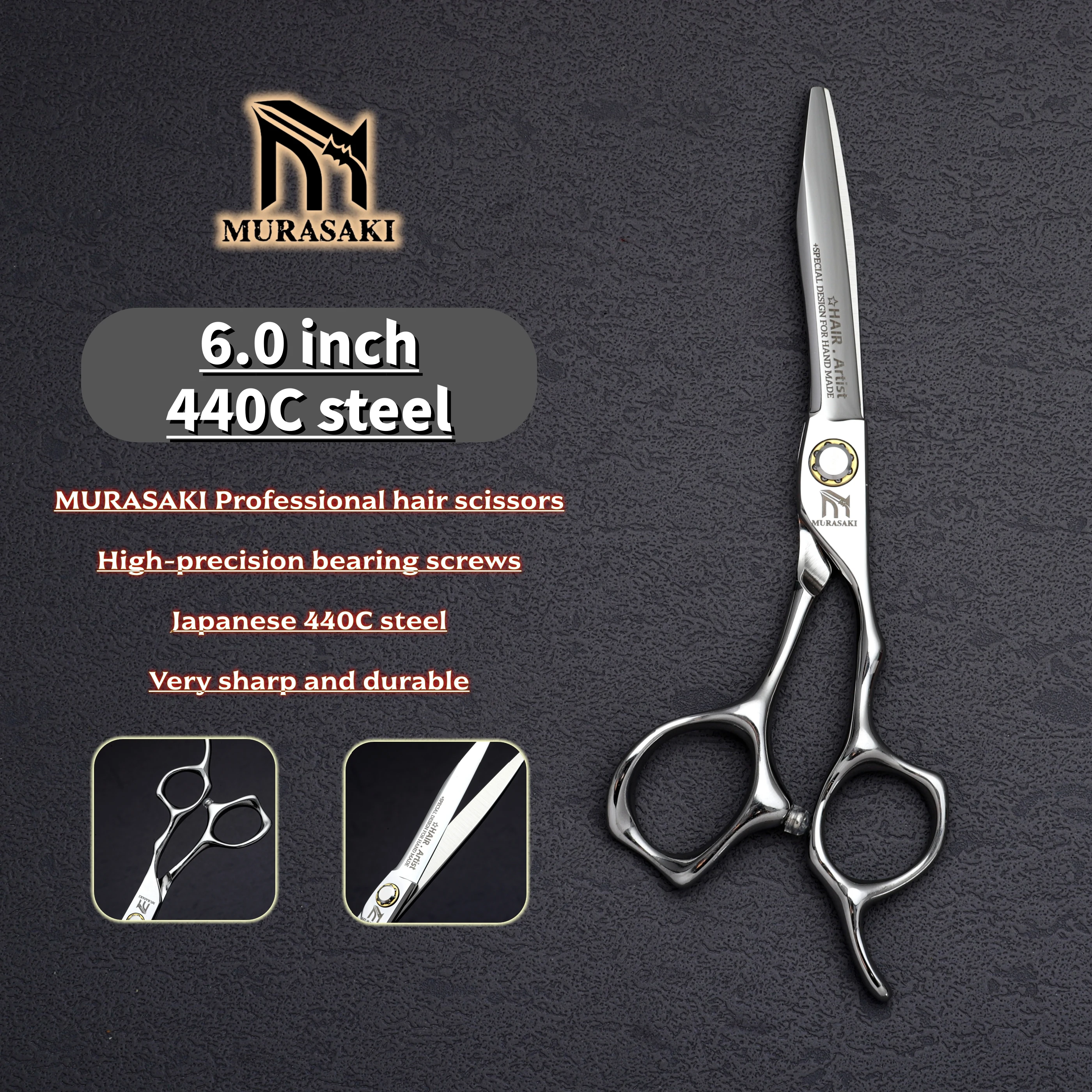 

Профессиональные парикмахерские ножницы, набор из 6-дюймовых ножниц для стрижки волос из стали 440C, острые и прочные аксессуары для парикмахерских.