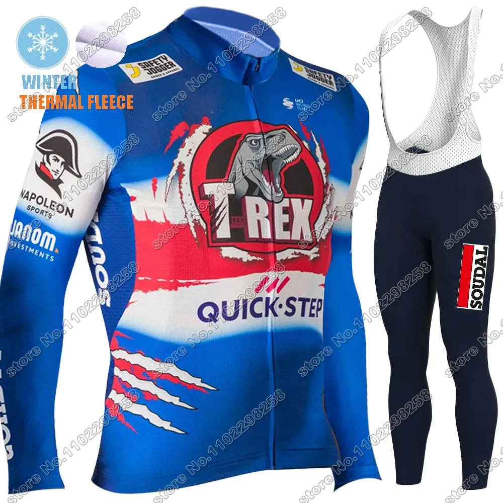 Maillot Soudal Quick Step 2024 Cycling Jersey Set Mens Long Sleeve Blue Cycling Clothing Road Race Bike Jacket Suit MTB Pants