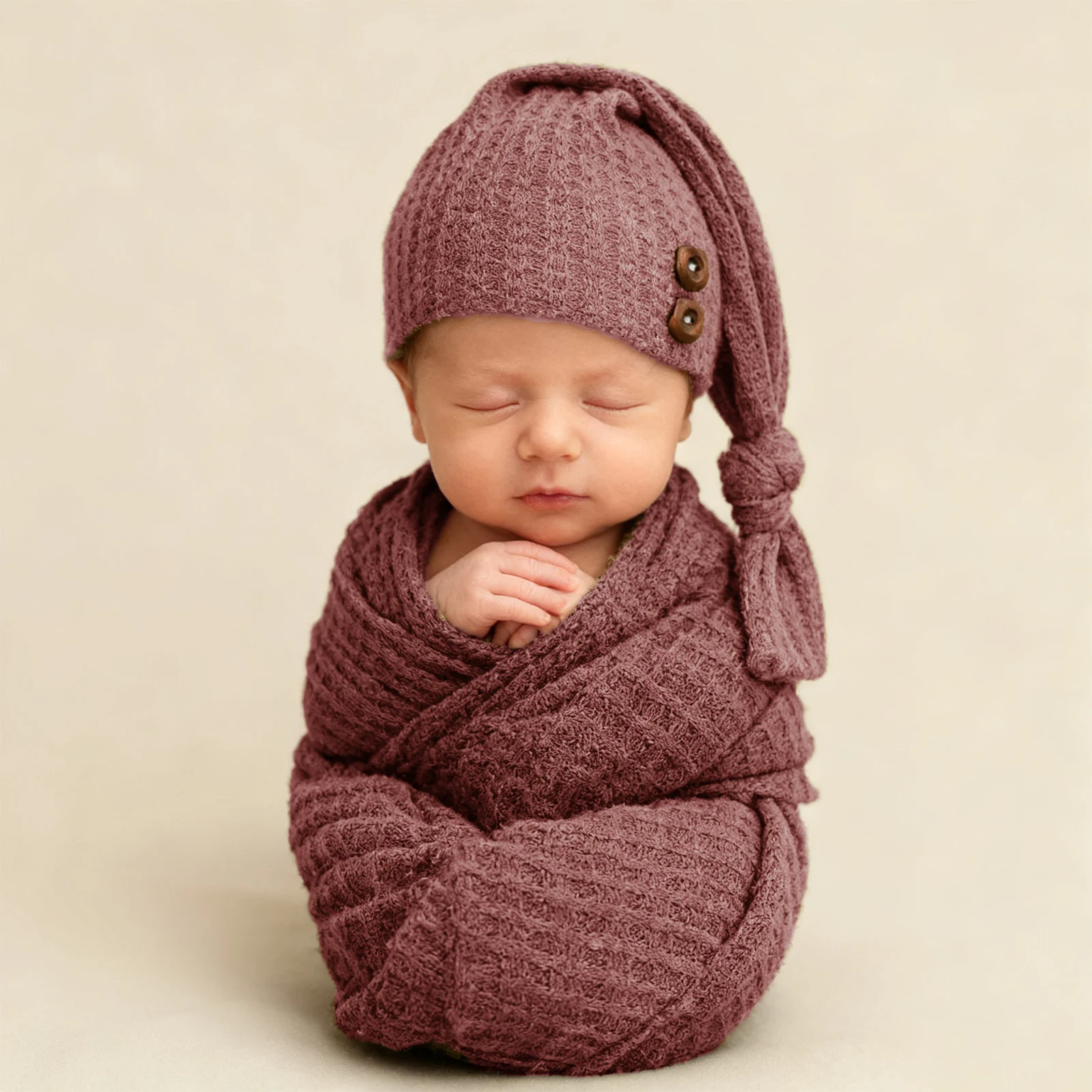 Newborn Baby Photography Blanket Wrap Stretch Knitted Wraps with Hat Set Infant Boys Girls Baby Shower Party Photo Props Costume