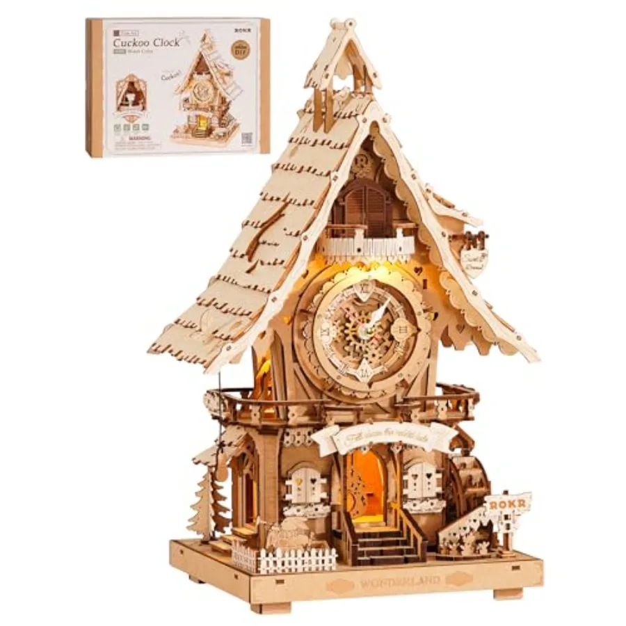 

3D Wooden Puzzles for Adults, Wooden Cuckoo Clock Model kit, 435 Piece 3D Puzzles, Ideal Gift for Adults and Teens