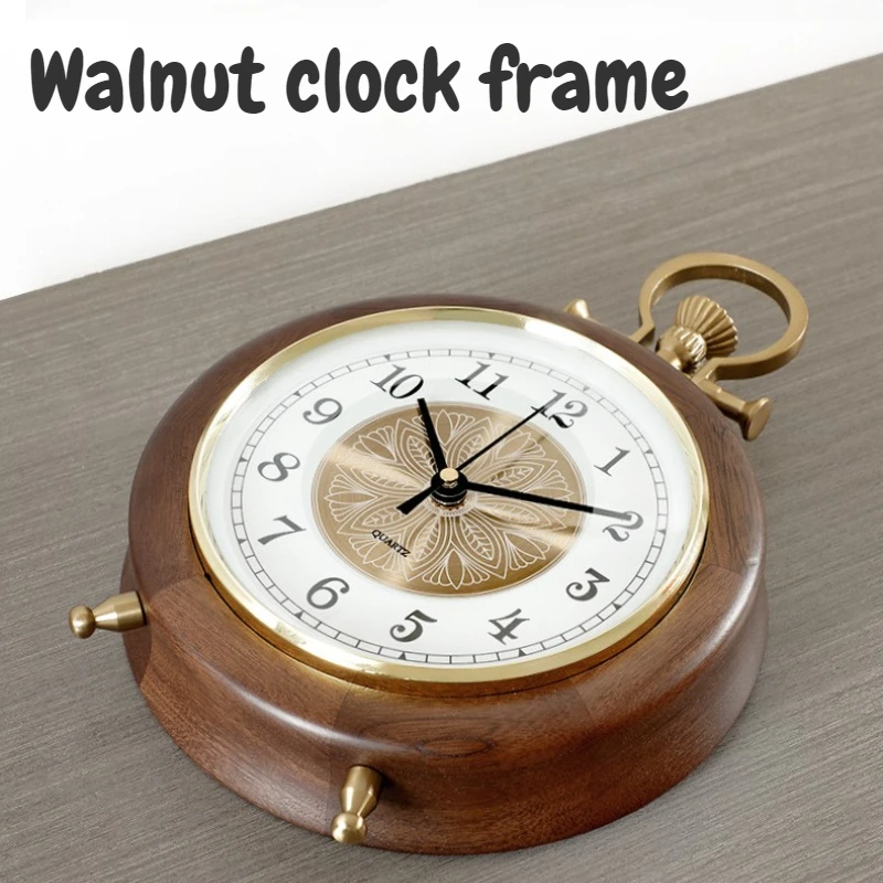 Retro Desk Clock Wooden Silent Table Clocks Metal Dial Durable Living Room Home Decoration Solid Wood High End Sense Household
