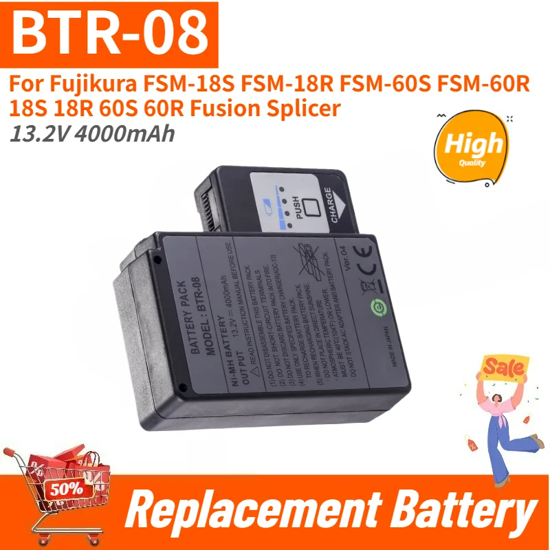 

High Quality Battery BTR-08 for Fujikura FSM-18S FSM-18R FSM-60S FSM-60R 18S 18R 60S 60R Fusion Splicer 13.2V 4000mAh