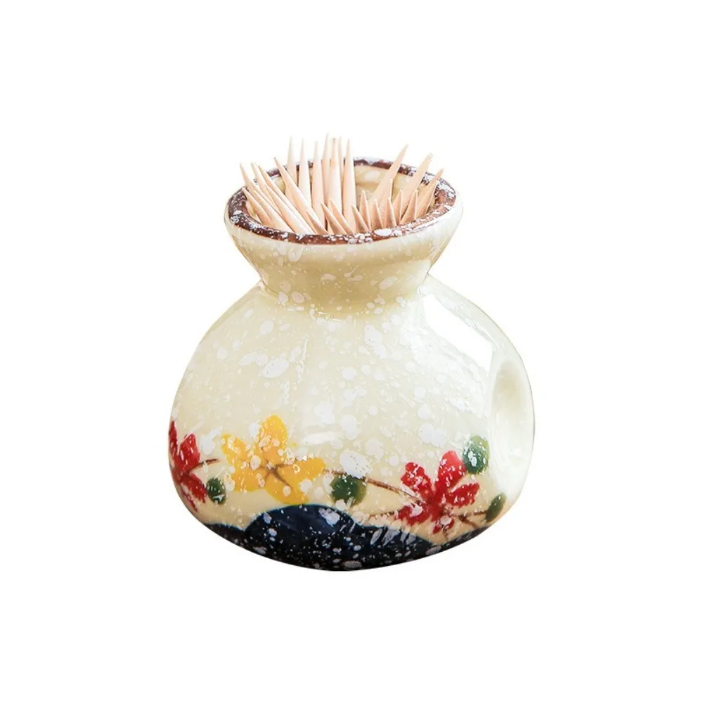 レトロセラミックつまようじホルダーライト高級新中国風綿棒収納瓶ミニ繊細なつまようじディスペンサー