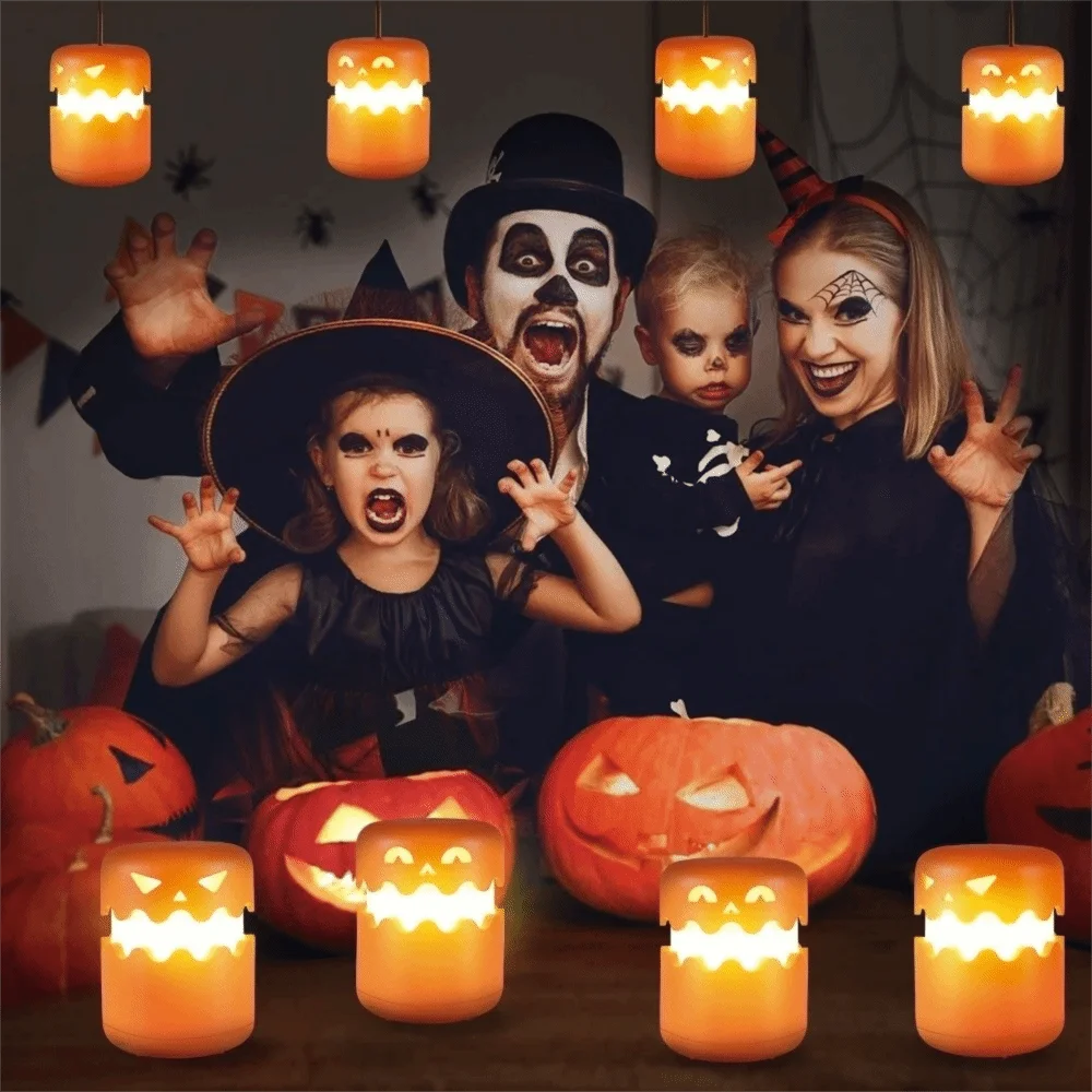 

Портативный складной светильник в виде тыквы на Хэллоуин со шнурком, пластиковый фонарь в виде тыквы, забавное украшение для вечеринки, светящаяся тыква