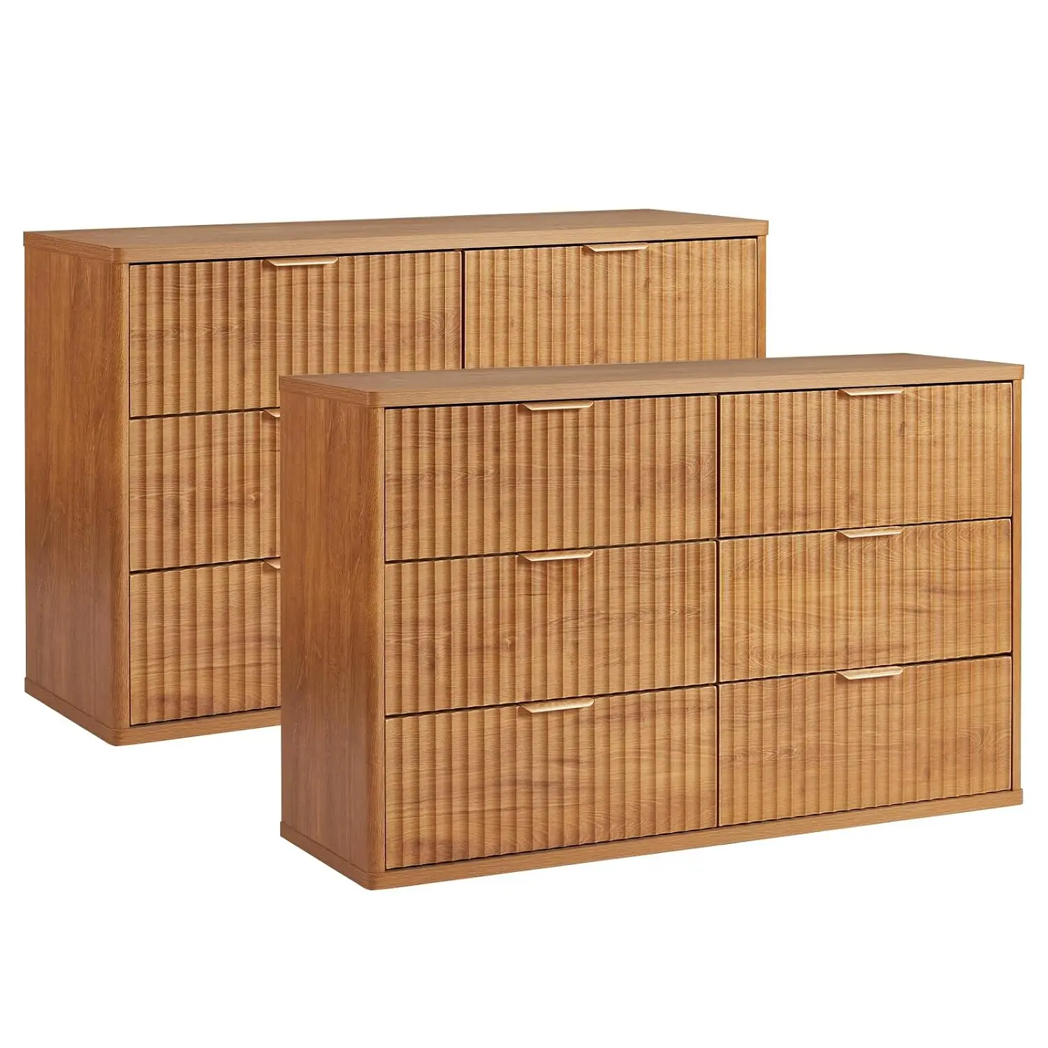 Fluted 6 Drawer Dresser Set Of 2, 48