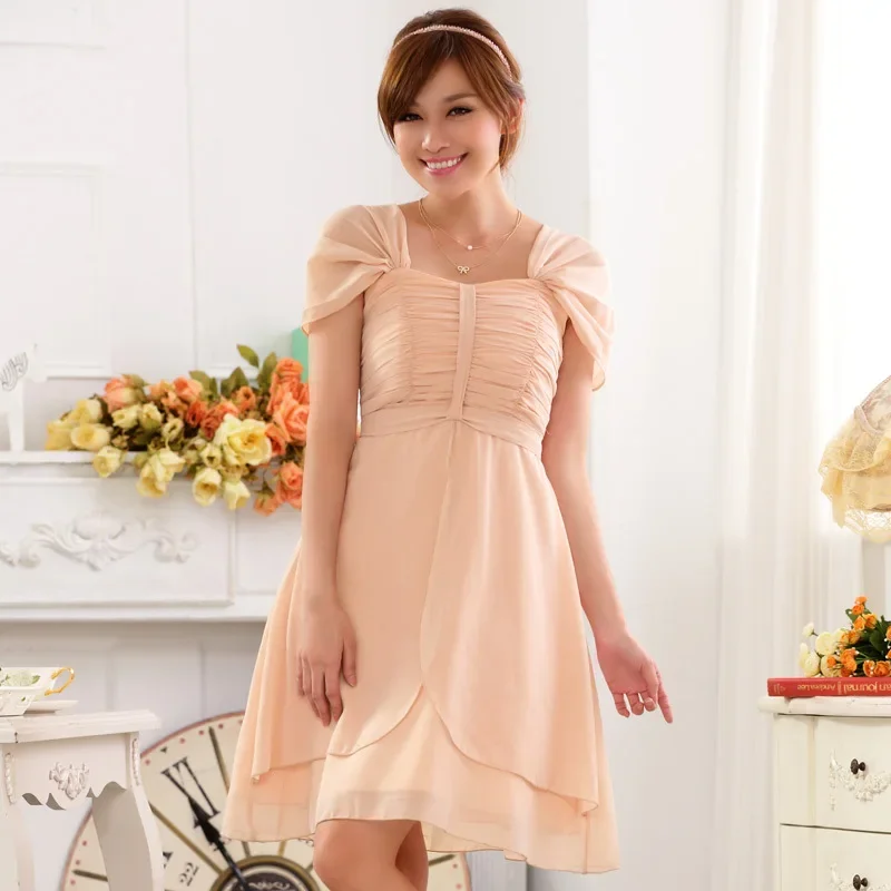 

Plus Size Women Clothing Fashion Garment Sleeves Chiffon Short Sisters Dress for Evening Party