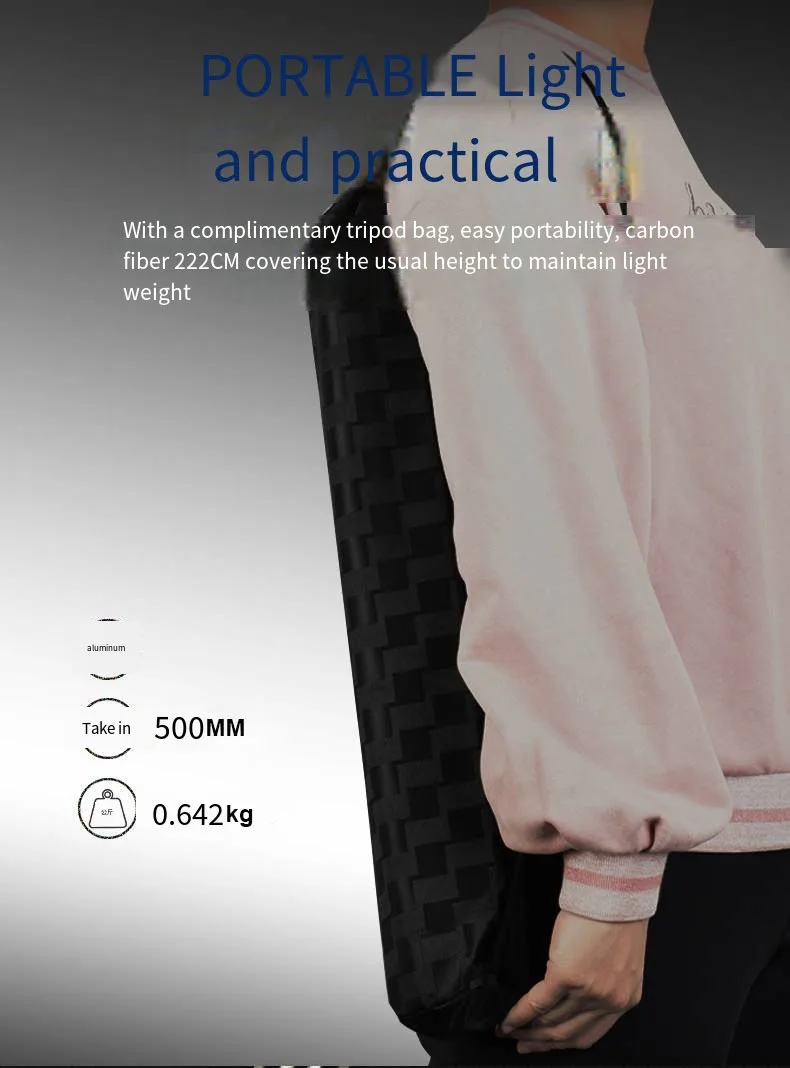 Fusitu SL255 2.22m Led Light Stand Portable Tripod Photography Light Stand Folding Leg Stand 3-Section Locks for Light Softbox