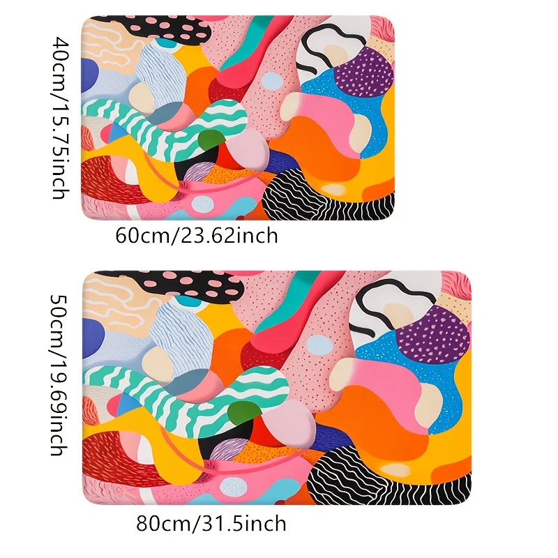 سجادة باب الحمام بطباعة خط ملون تجريدي، سجادة ناعمة من كومة لغرفة المعيشة، غرفة النوم، المطبخ، المكتب، ديكور الدش، المنزل الموسمي #3