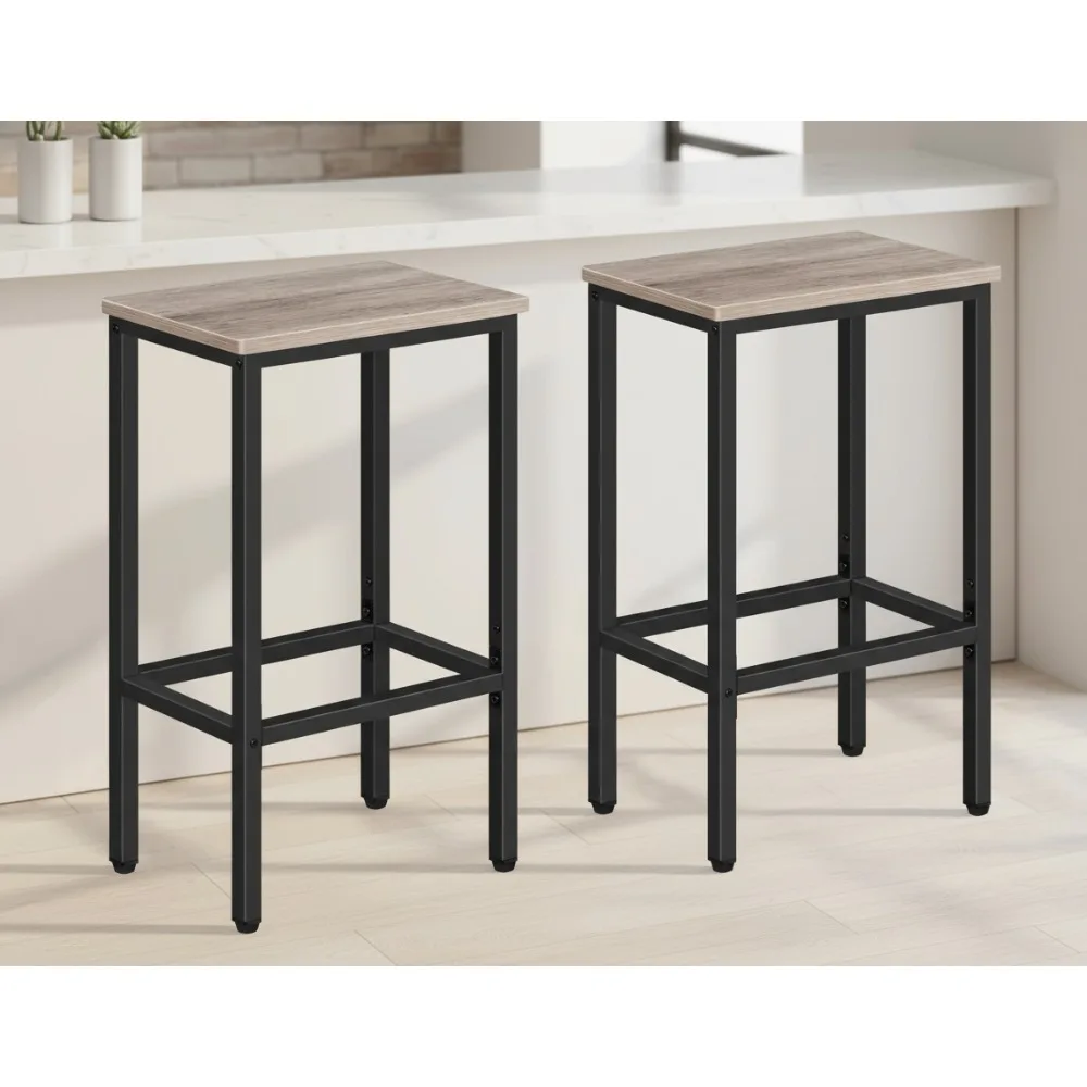 طقم مقاعد بار صناعية مكون من قطعتين مع مسند للقدمين، وكراسي طعام للمطبخ مقاس 25.8 بوصة، ونمط رمادي قديم للمقهى المنزلي #1