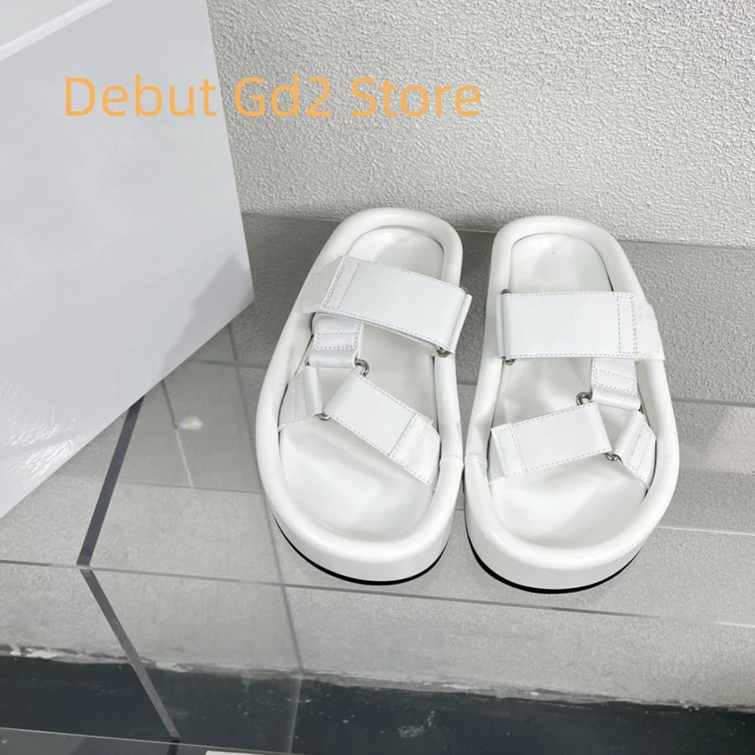 

2024 new thick sole flip flops for external wear, comfortable Velcro sandals, casual and versatile fashionable beach shoes