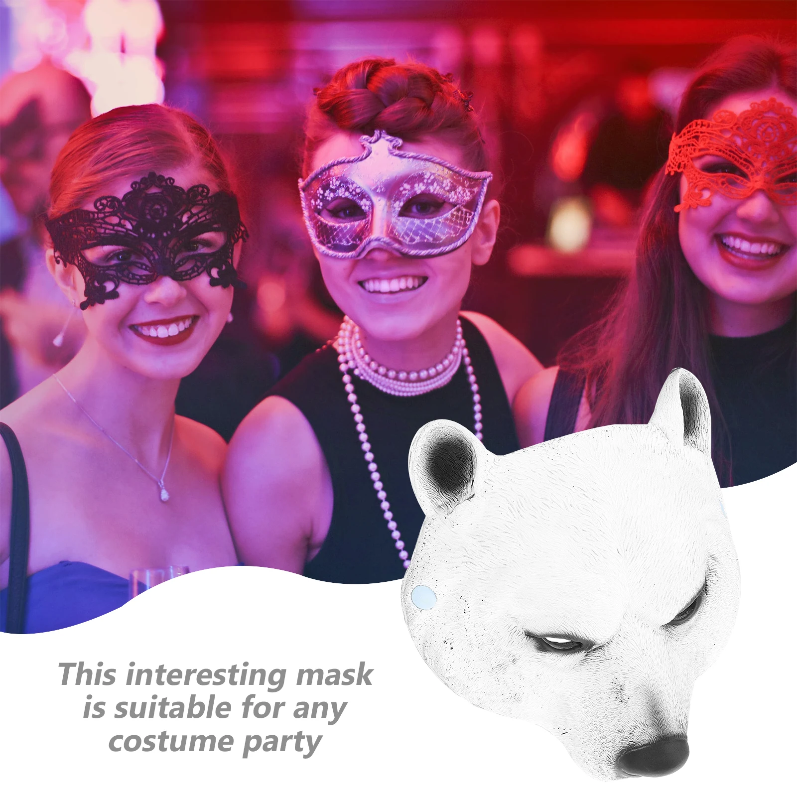 

Costume Polar Bear Face Mask Delicate Party Prop Unique Design Fine Workmanship Festive Occasions Costume Polar Bear Mask