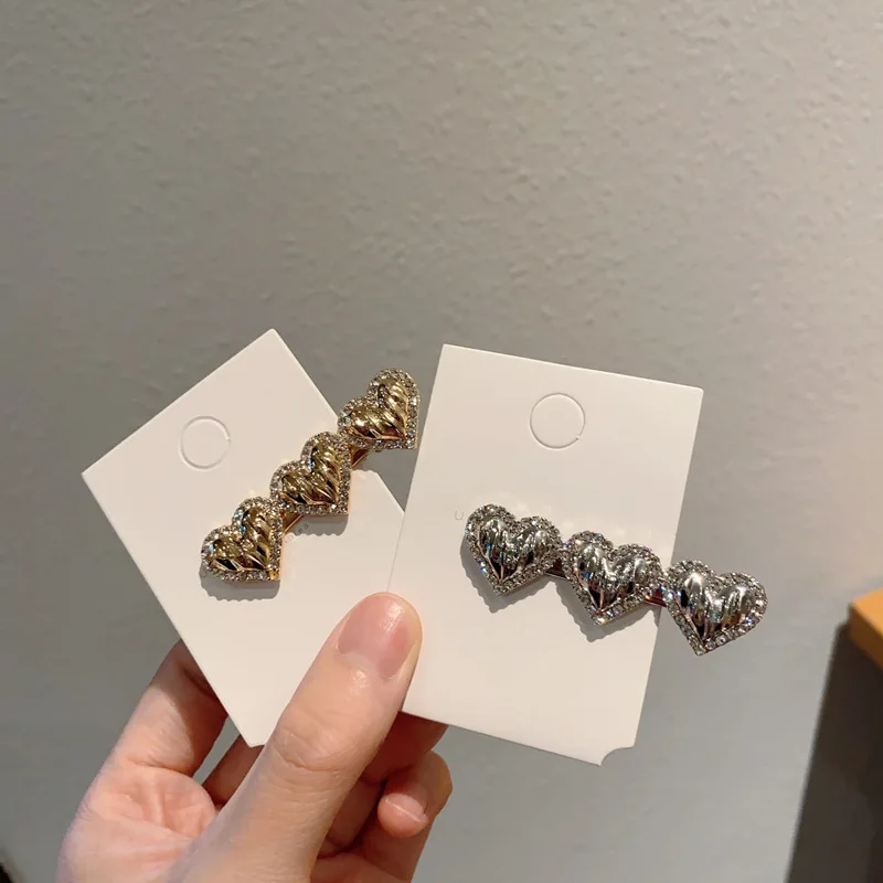 Geometric Metal Hair Clip Sweet Girls Bangs Hairpin Glitter Shiny Rhinestone Side Barrettes Korean Hair Accessories Headwear New