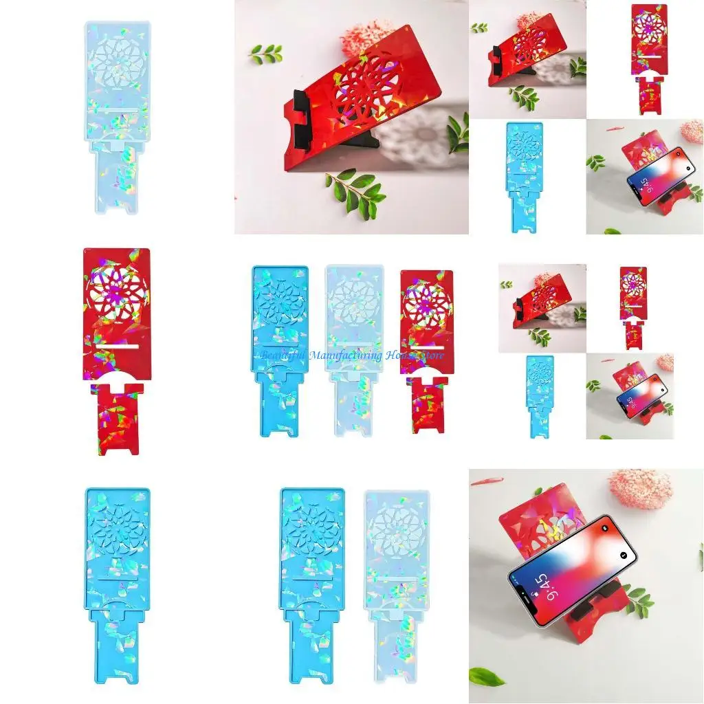 

E56A Phone Stand Silicone Mold Light and Flower Decorative Crystal Epoxy Resin Mold DIY Craft Jewelry Tool