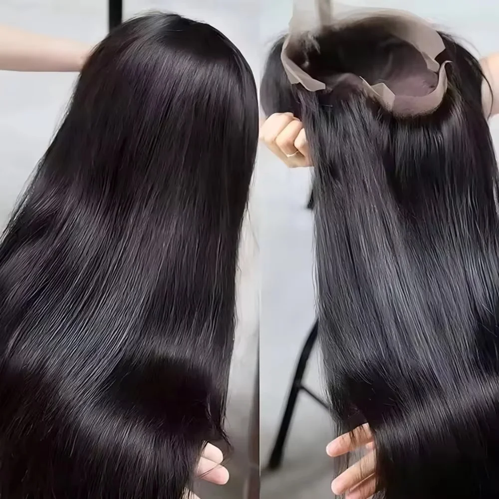 Straight 13x6 HD Transparent Lace Frontal Wig 30 Inch 180 Density 360 Full Lace Pre Plucked Natural Hairline Baby Hair Human Hair Wigs For Black Women