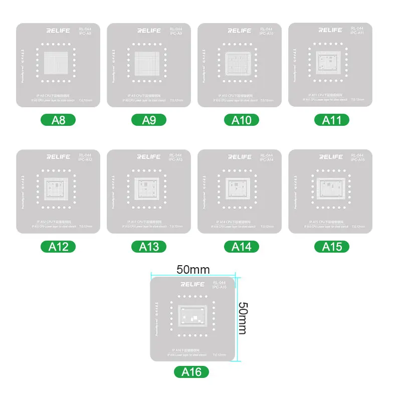 RELIFE RL-601MA 9 in 1 Universal CPU Reballing Stencil Platform For A8-A16 IP6~14 Pro Max IC Chip Planting Tin Template Fixture