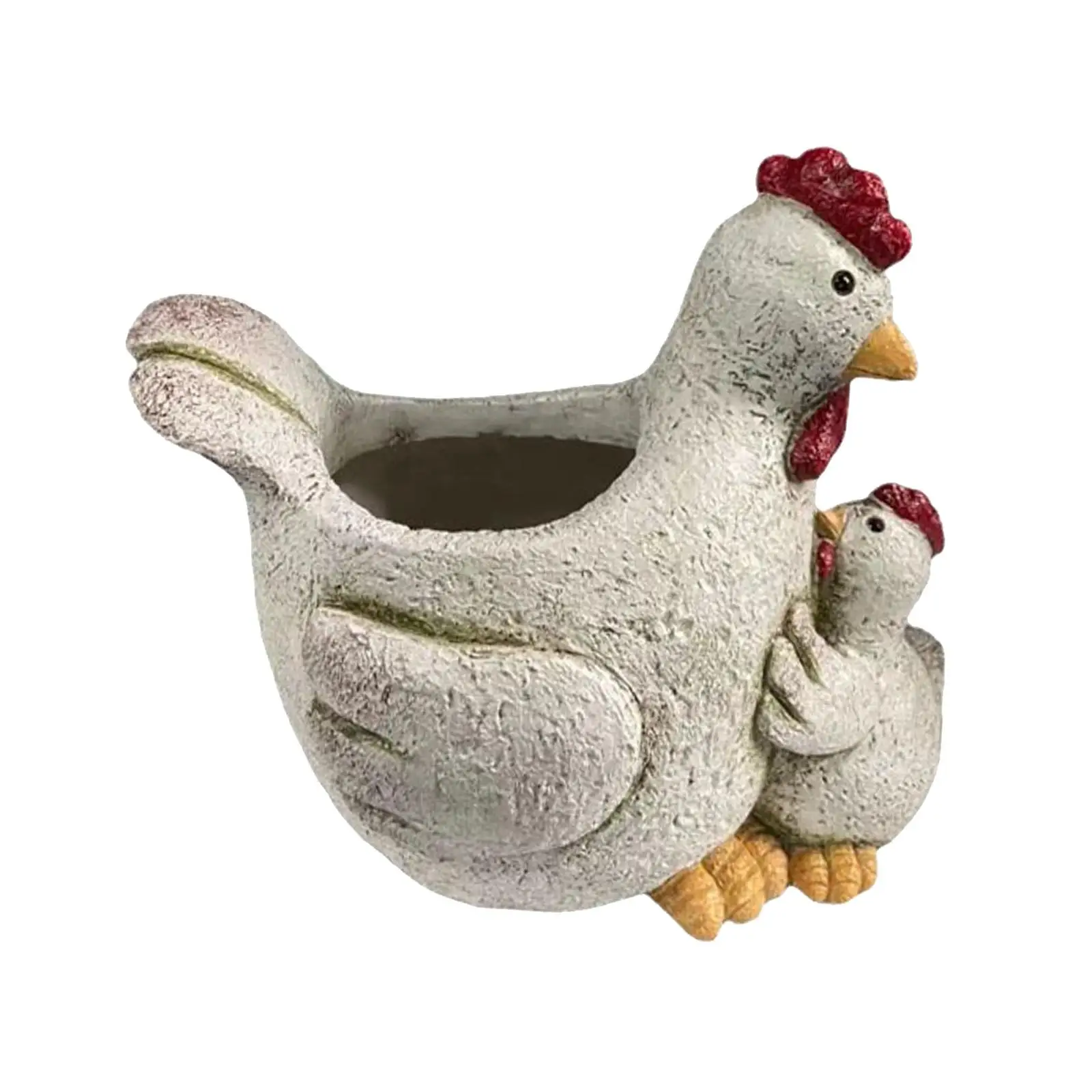 Chicken Figurine Flower Pot Resin Planter Cute Animal Vase for Home Garden Decor Outdoor Patio Decorative Container for Dried