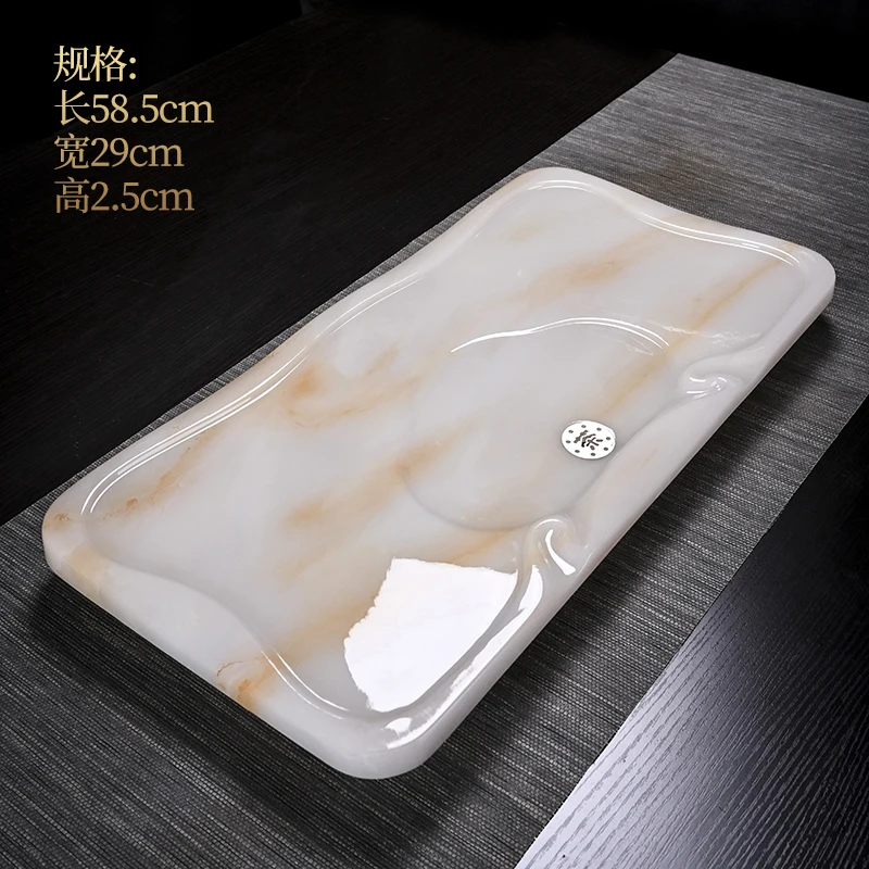 

Нефритовый чайный поднос, бытовой каменный чайный столик с дренажным светильником, роскошный современный каменный небольшой чайный сервиз, поднос