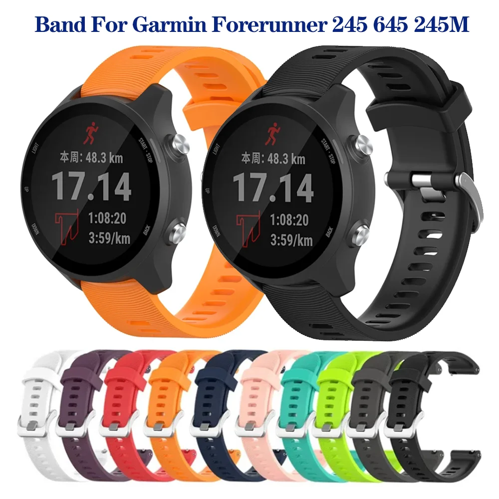 

Ремешок 20 мм для часов Garmin 245, официальная кнопка, силиконовый ремешок, спортивный браслет для Forerunner 245M/Vivoactive 3/Venu SQ, браслет
