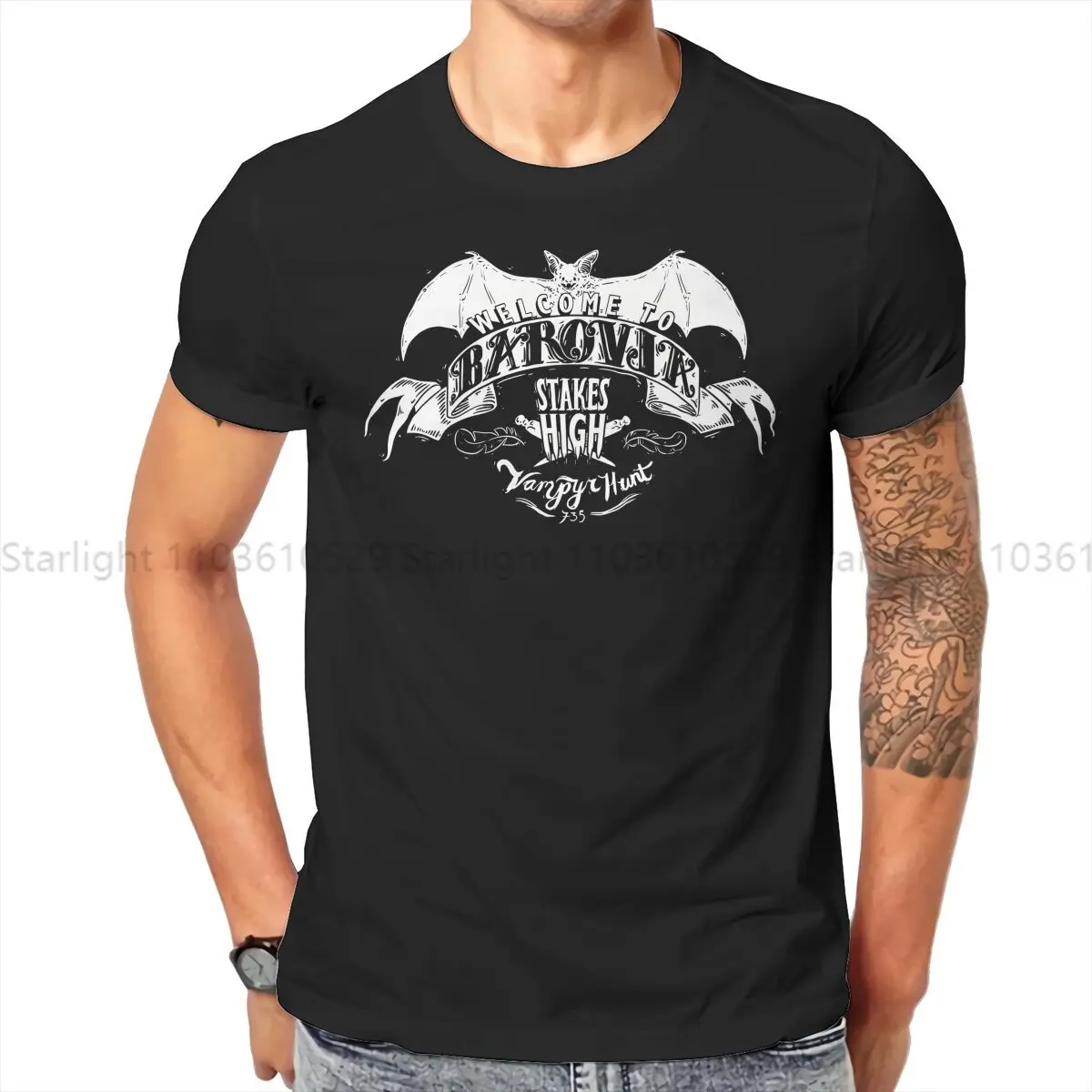 DnD Game TShirt Welcome To Barovia Vampyr Hunt Crest Classic T Shirt Leisure Men Clothes Printing