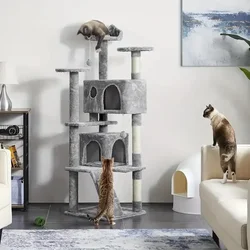 23.5in Cat Tree Tower with Sisal Scratching Posts Cozy Cat Condo House Activity Center for Kittens Sturdy Indoor