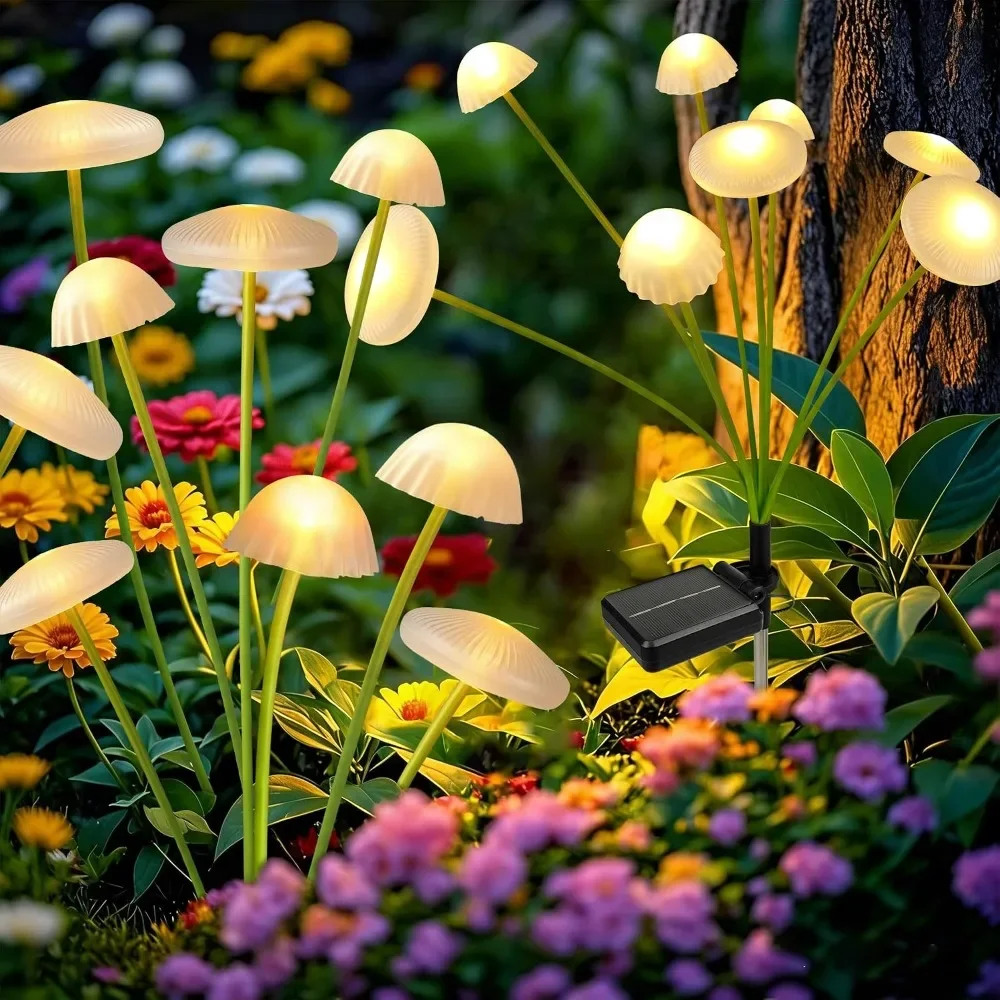 Solar Garden Lights Outdoor Jellyfish Mushroom Lamp Dual Mode Decor Patio Pathway Landscape Decoration for Garden Ambiance IP44