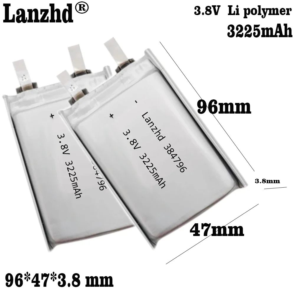 

1-12pcs Li 3.7V 3.8V 3225mAh 384796 Lithium Polymer Batteries For CVK600 Mobile phone built-in battery GPS MP3 MP4 Driving