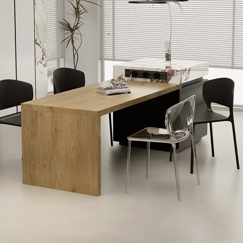Modern light luxury rock slab island dining table integrated household kitchen restaurant