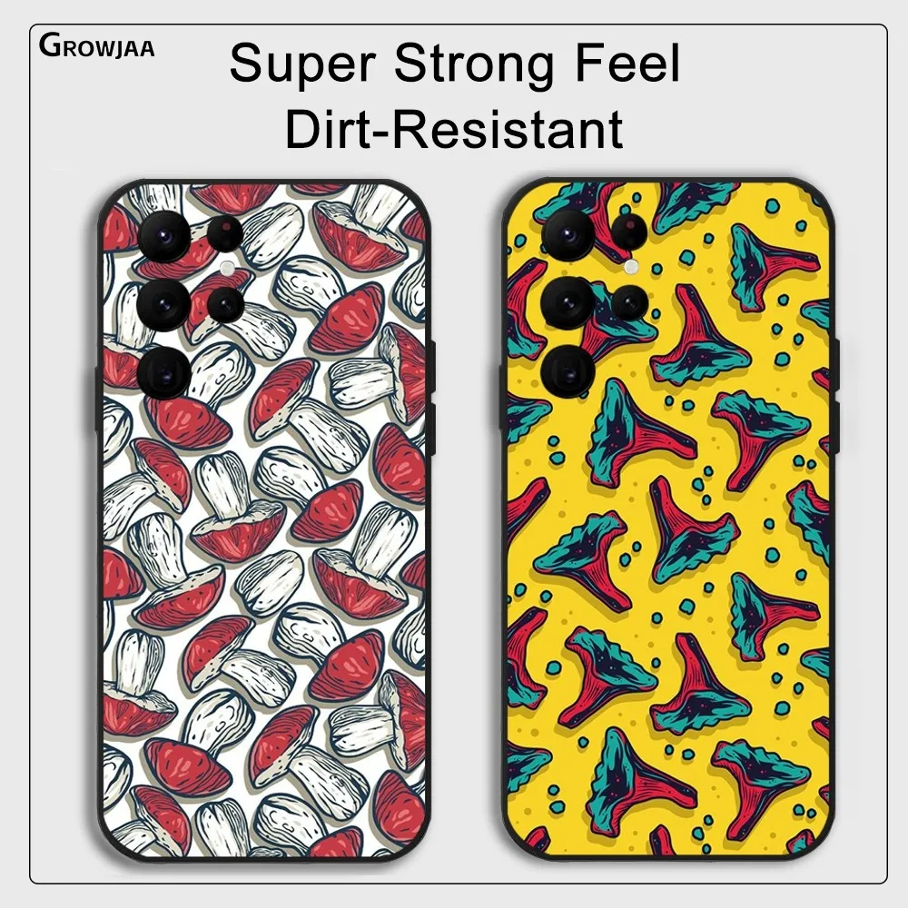 Mushroom Vegetarian Phone Case for Samsung Galaxy S24 Ultra S22 S23 Ultra S21 S20 5G Shockproof Protective Silicone TPU Funda