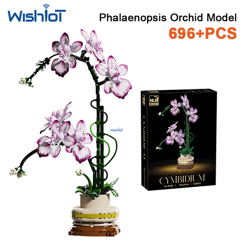 

13114 696pcs MOC Bouquet Plant Building Block Set Home Decoration Flowers Butterfly Orchid DIY Mini Bricks Toy for Girls Gift