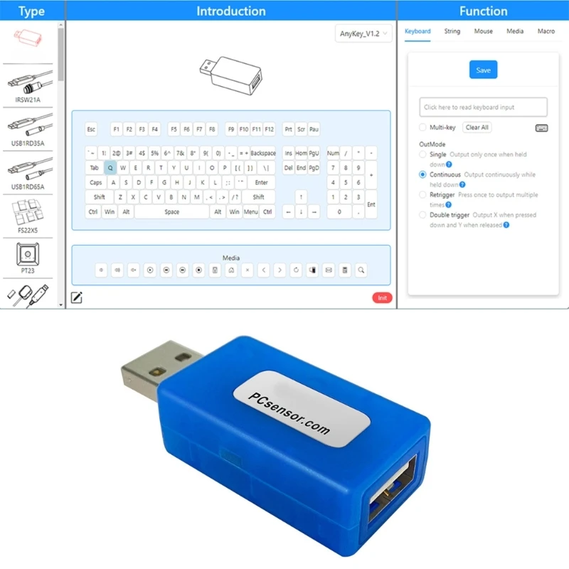 USB Keyboard Customization Device Keyboard Modifier For Optimizing Hotkeys and Shortcut in Any Application 87HC