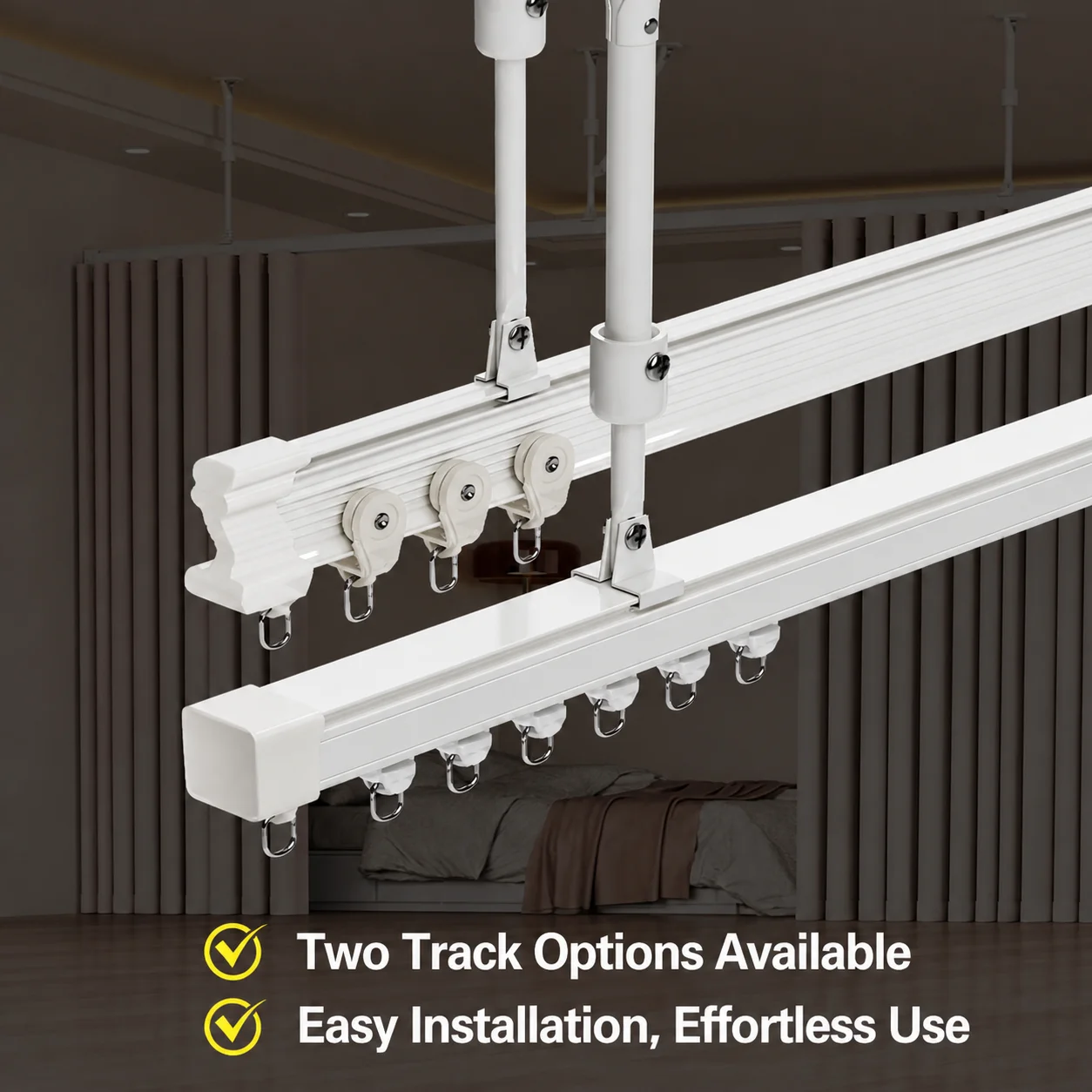 Curtain track suspension rod Ceiling Mounted Curtain Track Support Rods for L-Shaped & U-Shaped Privacy Divider Rails