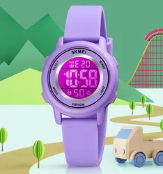 SKMEI-Relojes de pulsera digitales Led para niños y niñas, pulsera deportiva con alarma, resistente al agua, colorida, 1721