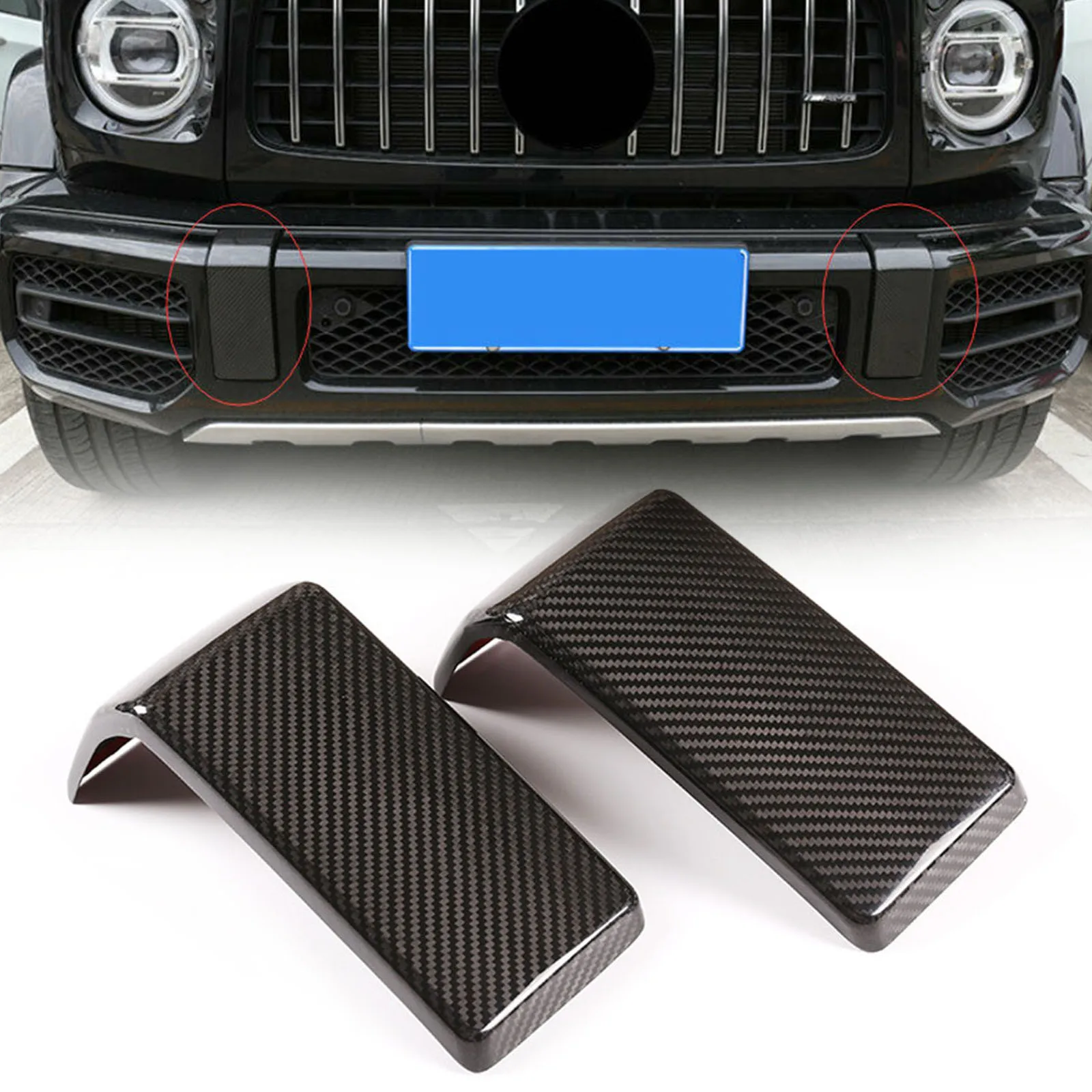 Car Front Bumper Side Strip Cover Decoration Cover Carbon Fiber For  Mercedes G-Class W464 G6 Trim Guard Bumper