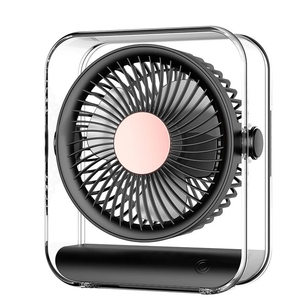 Silent USB Air Circulator Fan 360 Rotation 3 Speed Control ABS Construction 17.5x8.2x20cm Dimensions Black White