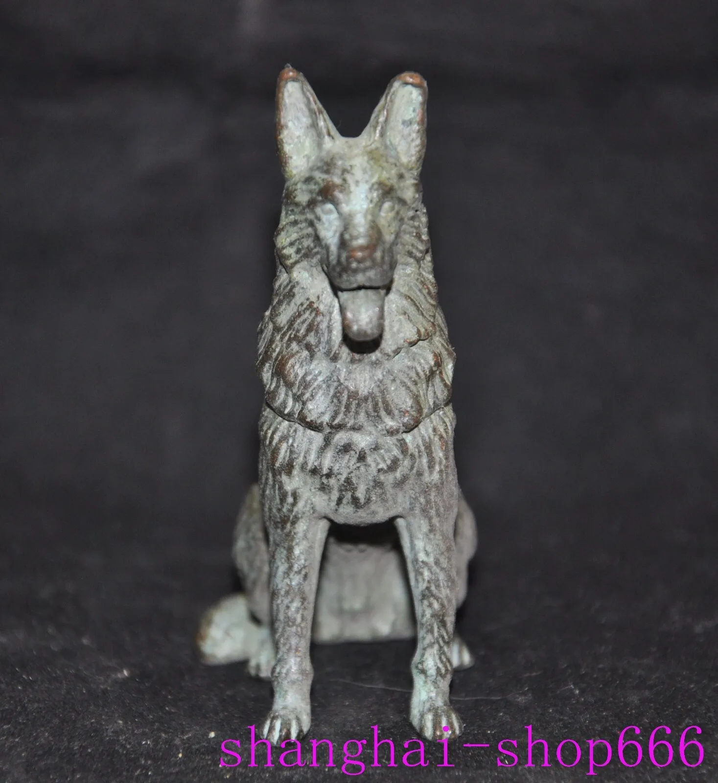 

3 inch ancient Chinese dynasty bronze feng shui wealth animal zodiac dog statue -Natural materials