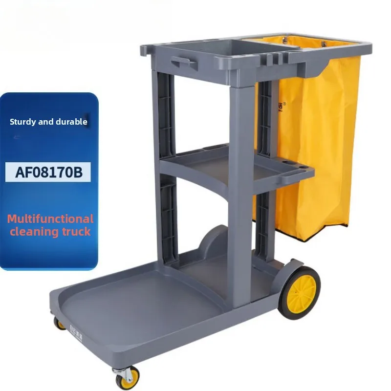 Multi Purpose Cleaning Trolley Hotel Linen Utility Wagon Durable Push Cart Cleaning Equipment Service Trolley Kitchen Trolley