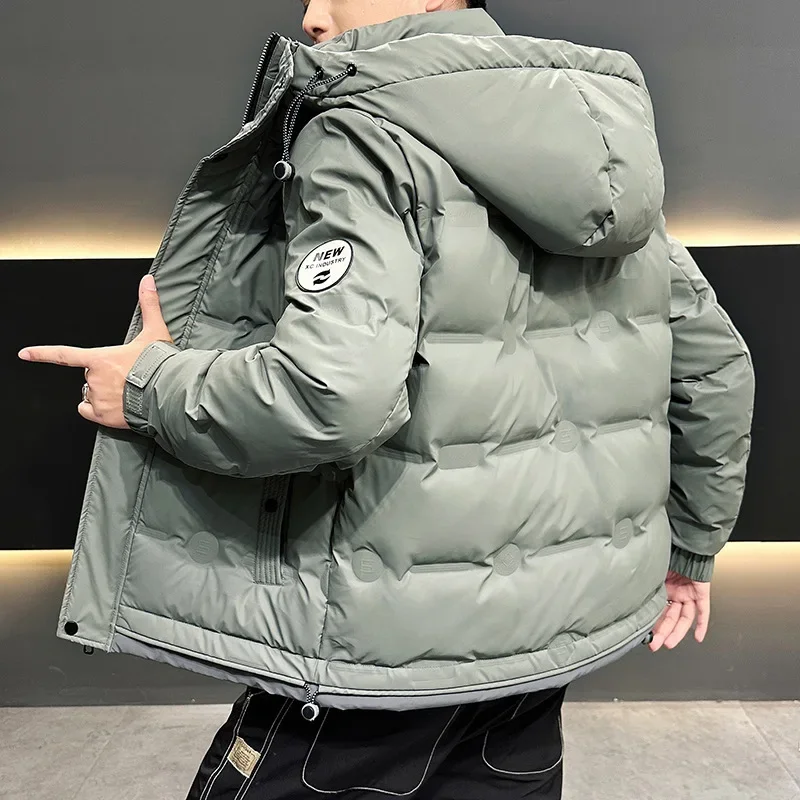 High-end winter donsjassen heren warme korte witte eendendons jas lichtgewicht capuchon lange mouw trend winddichte bovenkleding effen