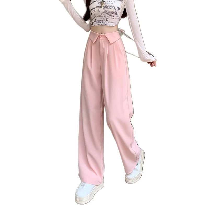 

Flanged Suit Pants Women's Spring and Summer High Waist Drape Wide-leg Pants Slim Mopping Straight Pear-shaped Body Casual Pants