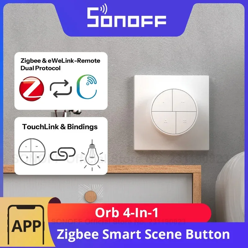 

SONOFF Orb 4-в-1: Умная кнопка сценариев Zigbee с раздельным магнитным дизайном, поддержка Zigbee и eWeLink, двойной протокол, многофункциональные триггерные действия