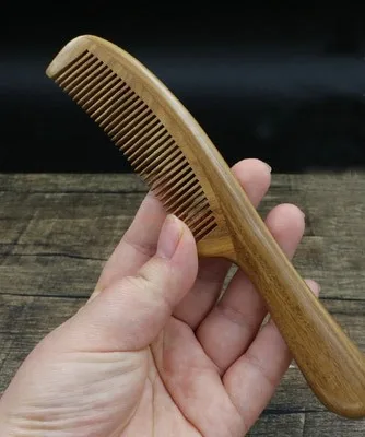 Natural green sandalwood comb dense tooth straight hair smooth hair massage comb anti-static men's and women's comb sandalwood