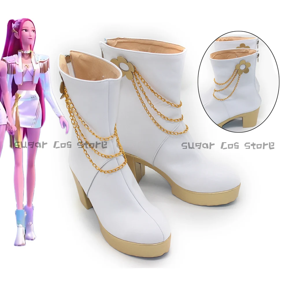 

Anime Movie KPOP Demon Hunters Mira Cosplay Shoes Boots KPOP Huntrix White Boot For Women Men Halloween Carnival Party Props